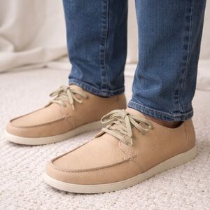 Clarks Tan Leather Loafers Slip-Ons with Moc-Toe Design